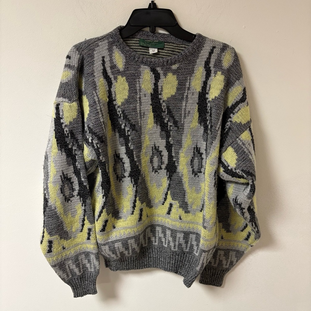 Vintage Marshall Fields Store Insite Gray and Yellow Patterned Men's Sweater